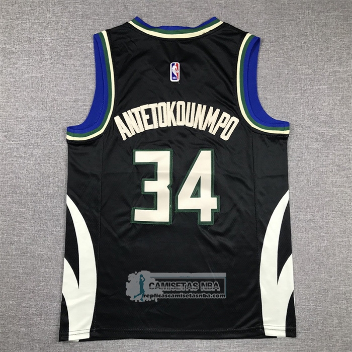 Camiseta Nino Milwaukee Bucks Giannis Antetokounmpo NO 34 Statement 2022-23 Negro